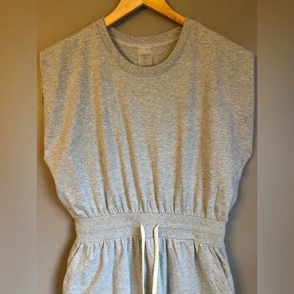 Calia extended‎ shoulder drawstring midi dress with logo patch large - Picture 3 of 8